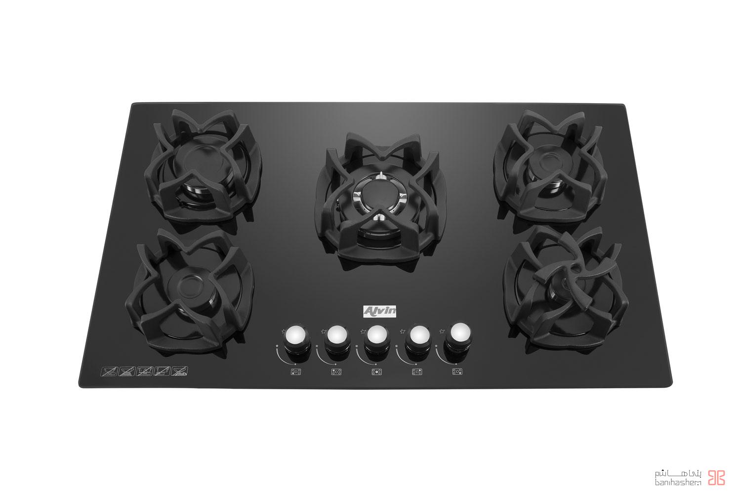 اجاق گازشیشه ای پنج شعله آلوین مدل AG307