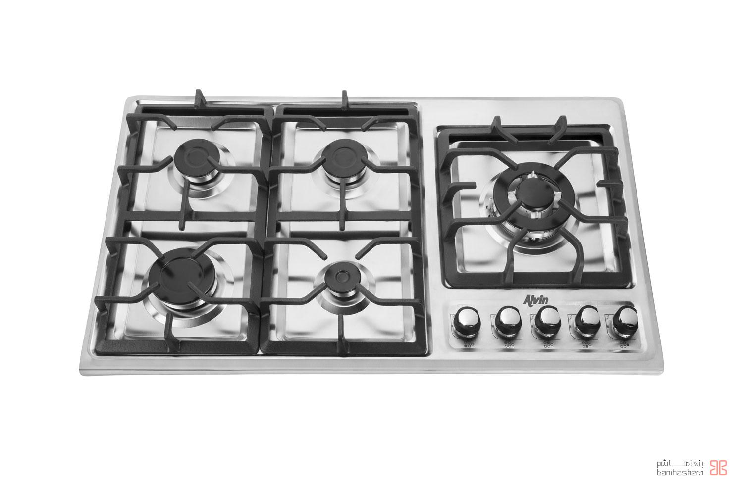 اجاق گاز استیل پنج شعله آلوین مدل AS502