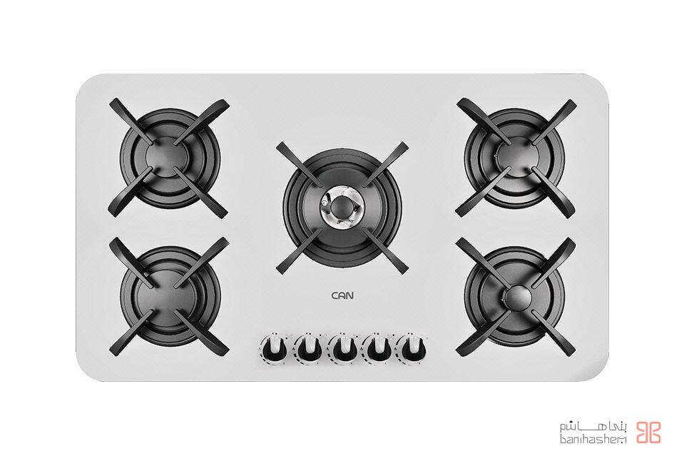 اجاق گاز میکس پلاس 5شعله شیشه ای مدل پاردیک سفید