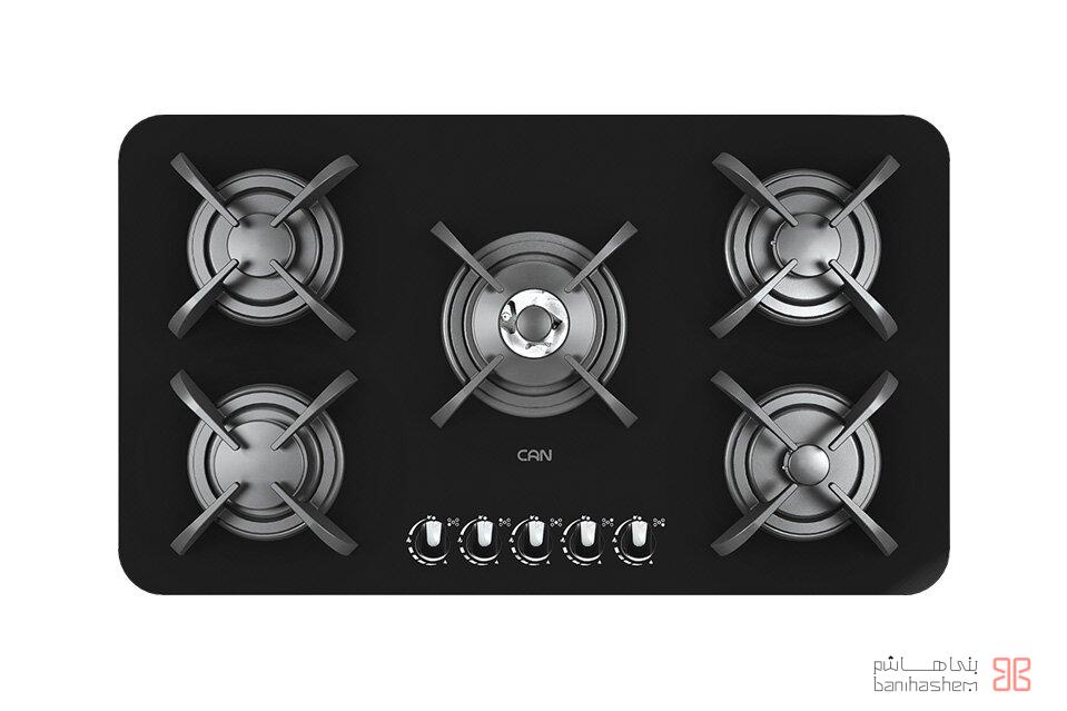 اجاق گاز میکس پلاس 5شعله شیشه ای مدل-پاردیک مشکی