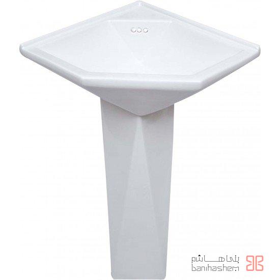 Parsceram-Toilet-Diamond-Corner روشویی پایه دار پارس سرام مدل گوشه دیاموند - Image 1