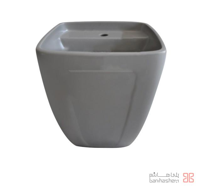 Morvarid_RoNim_Mega48T روشویی پایه سرخود مروارید مدل مگا 48 طوسی - Image 1