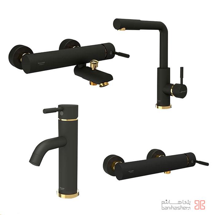 Shoder_4_Marino_BG شیرآلات شودر مدل مارینو مشکی طلایی - Image 1