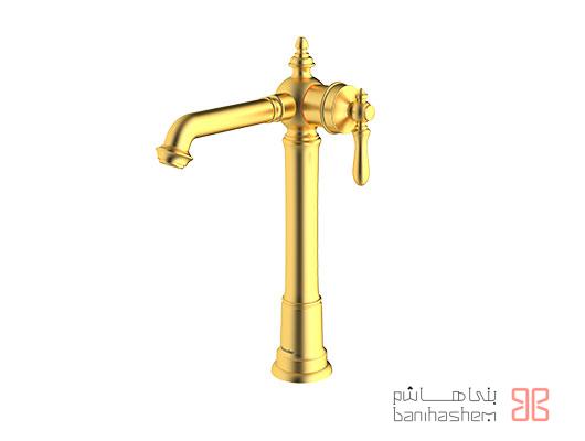Shoder_RoshB_Bezans_GM شیر روشویی پایه بلند شودر مدل بیزانس طلایی مات - Image 1