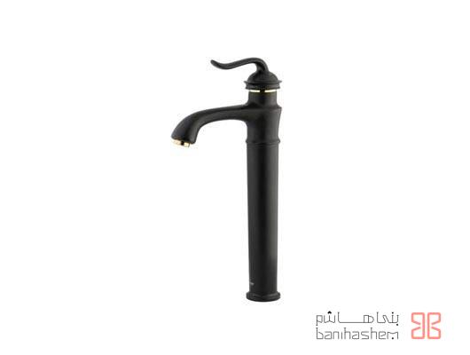 Shoder_RoshB_Loka_BG شیر روشویی پایه بلند شودر مدل لوکا مشکی طلایی - Image 1