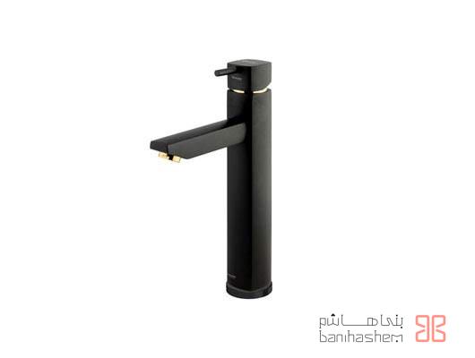 Shoder_RoshB_Uonik_BG شیر روشویی پایه بلند شودر مدل یونیک مشکی طلایی - Image 1