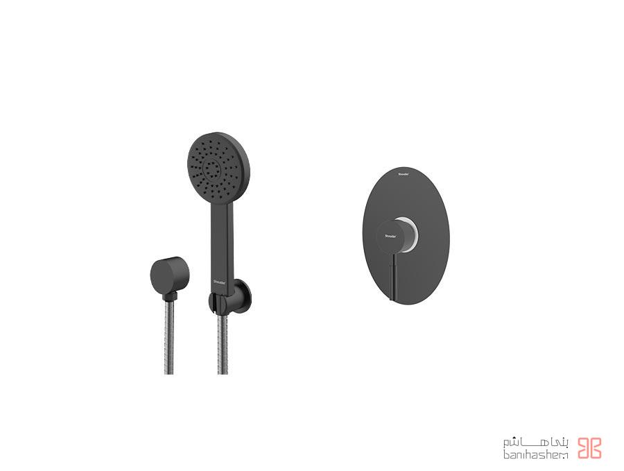 شیر حمام توکار شودر مدل روگن تیپ 2 ABS مشکی کروم