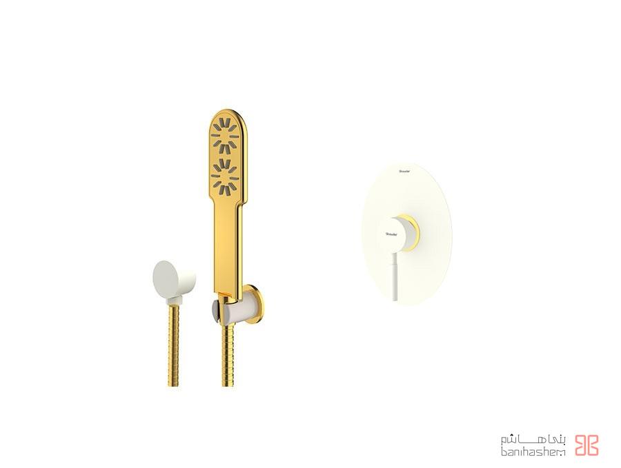 Shoder_Tokar_Beth2_Rogen_SHG شیر حمام توکار شودر مدل روگن تیپ 2 BRASS شیری طلایی - تصویر 1