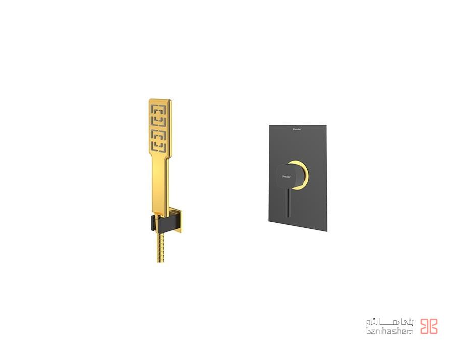 Shoder_Tokar_Beth2_Romer_BG شیر حمام توکار شودر مدل رومر تیپ 2 BRASS مشکی طلایی - Image 1