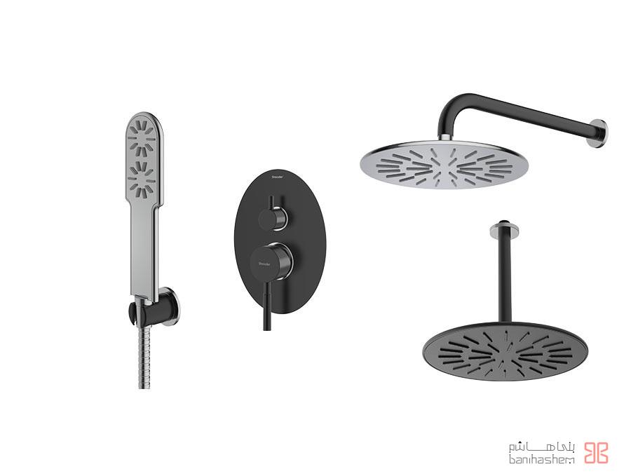 Shoder_Tokar_Beth3_Rogen_BC شیر حمام توکار شودر مدل روگن تیپ 3 BRASS مشکی کروم - Image 1