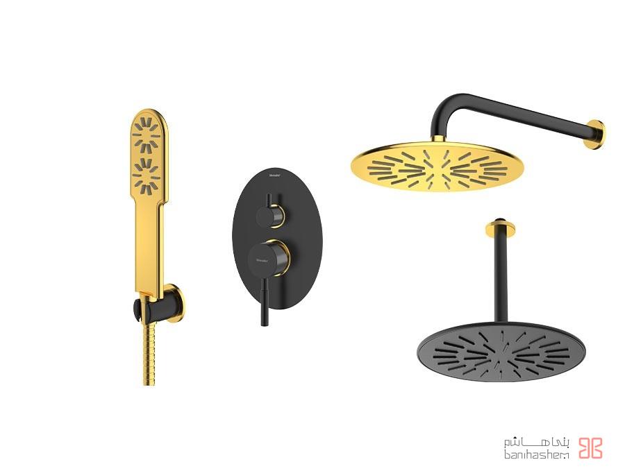 Shoder_Tokar_Beth3_Rogen_BG شیر حمام توکار شودر مدل روگن تیپ 3 BRASS مشکی طلایی - Image 1