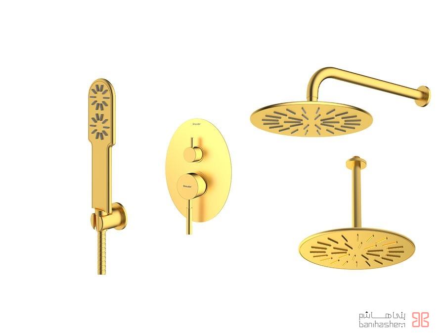 Shoder_Tokar_Beth3_Rogen_GM شیر حمام توکار شودر مدل روگن تیپ 3 BRASS طلایی مات - تصویر 1