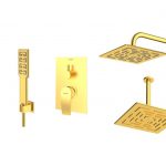 شیر حمام توکار شودر مدل رومر پلاس تیپ 3 BRASS طلایی مات