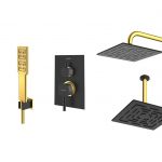 شیر حمام توکار شودر مدل رومر تیپ 3 BRASS مشکی طلایی