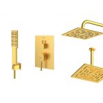 شیر حمام توکار شودر مدل رومر تیپ 3 BRASS طلایی مات