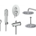 شیر حمام توکار شودر مدل روگن تیپ 4 BRASS کروم مات