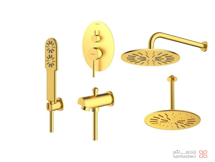 Shoder_Tokar_Beth4_Rogen_GM شیر حمام توکار شودر مدل روگن تیپ 4 BRASS طلایی مات - Image 1