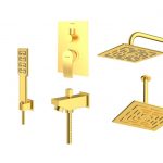 شیر حمام توکار شودر مدل رومر پلاس تیپ 4 BRASS طلایی مات
