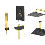شیر حمام توکار شودر مدل رومر تیپ 4 BRASS مشکی طلایی