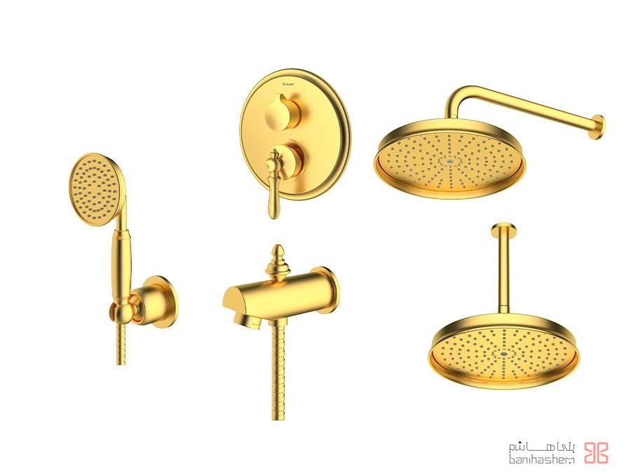 Shoder_Tokar_Beth4_Zigmond_GM شیر حمام توکار شودر مدل زیگموند تیپ 4 BRASS طلایی مات - Image 1