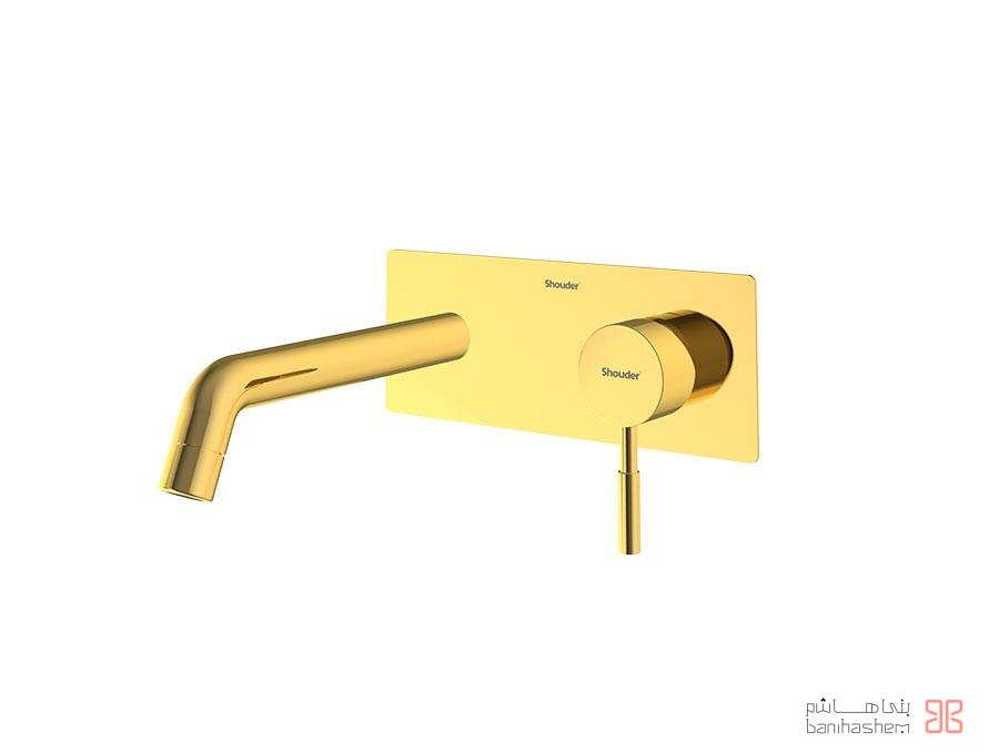 Shoder_Tokar_Rosh1_Rogen_G شیر روشویی یک تکه توکار شودر مدل روگن طلایی - Image 1