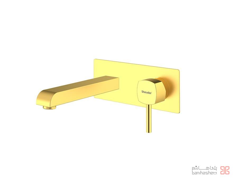 Shoder_Tokar_Rosh1_Romer_GM شیر روشویی یک تکه توکار شودر مدل رومر طلایی مات - تصویر 1
