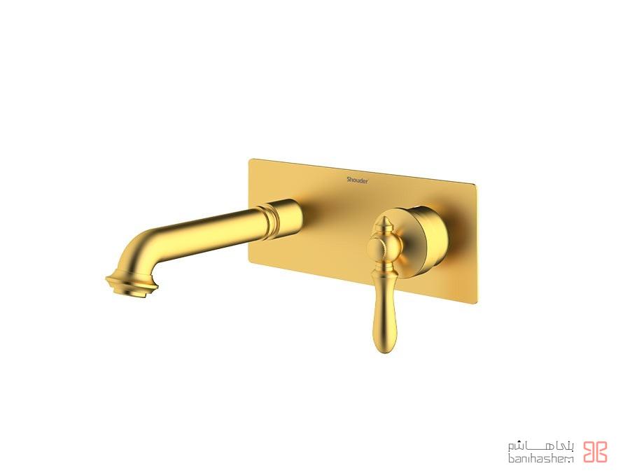 Shoder_Tokar_Rosh1_Zigmond_GM شیر روشویی یک تکه توکار شودر مدل زیگموند طلایی مات - Image 1
