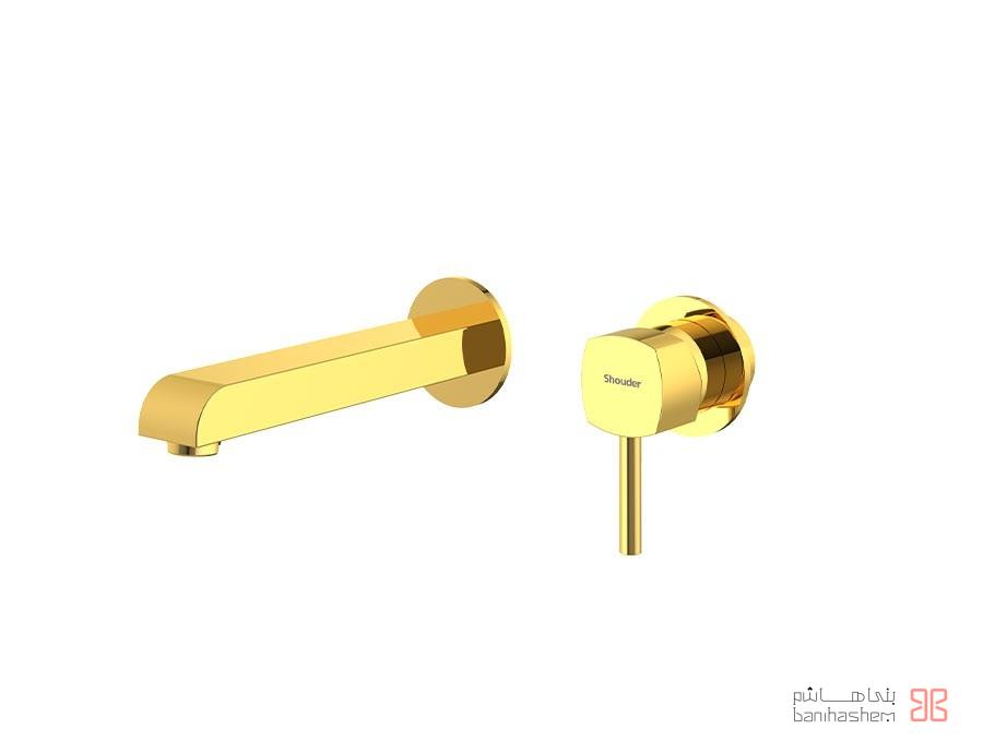 Shoder_Tokar_Rosh2_Romer_G شیر روشویی دو تکه توکار شودر مدل رومر طلایی - Image 1