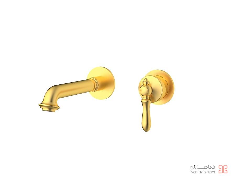 Shoder_Tokar_Rosh2_Zigmond_GM شیر روشویی دو تکه توکار شودر مدل زیگموند طلایی مات - Image 1