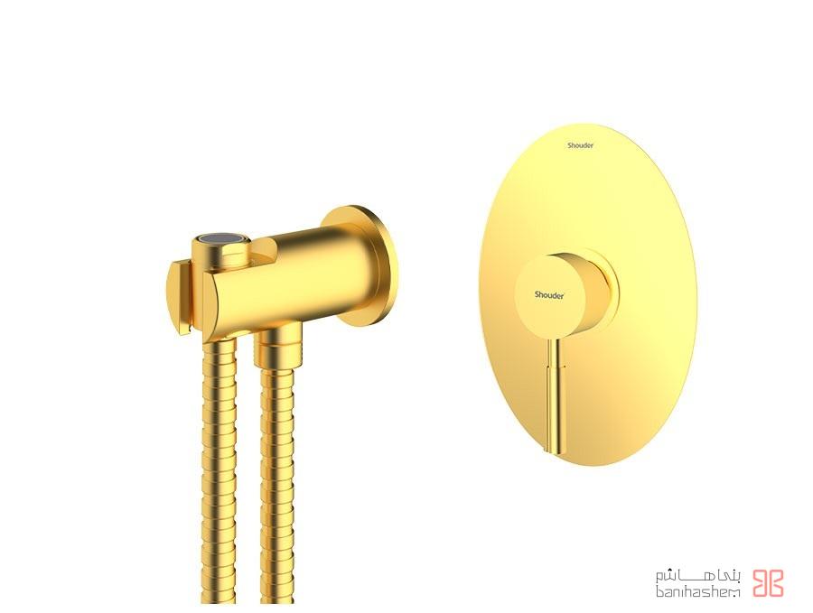 Shoder_Tokar_ToiletB_Rogen_GM شیر توالت بیده توکار شودر مدل روگن طلایی مات - Image 1
