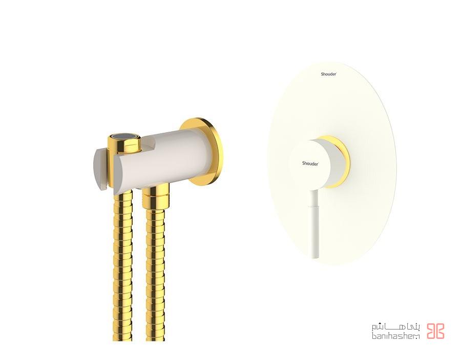 Shoder_Tokar_ToiletB_Rogen_SHG شیر توالت بیده توکار شودر مدل روگن شیری طلایی - Image 1