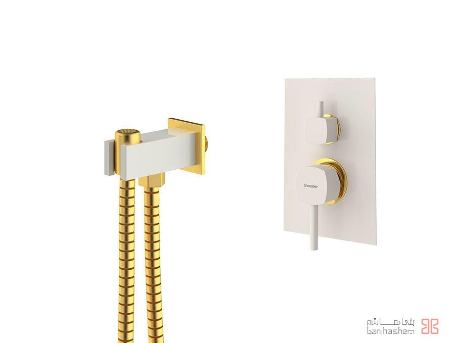 Shoder_Tokar_ToiletB_Romer_SHG شیر توالت بیده توکار شودر مدل رومر شیری طلایی - Image 1