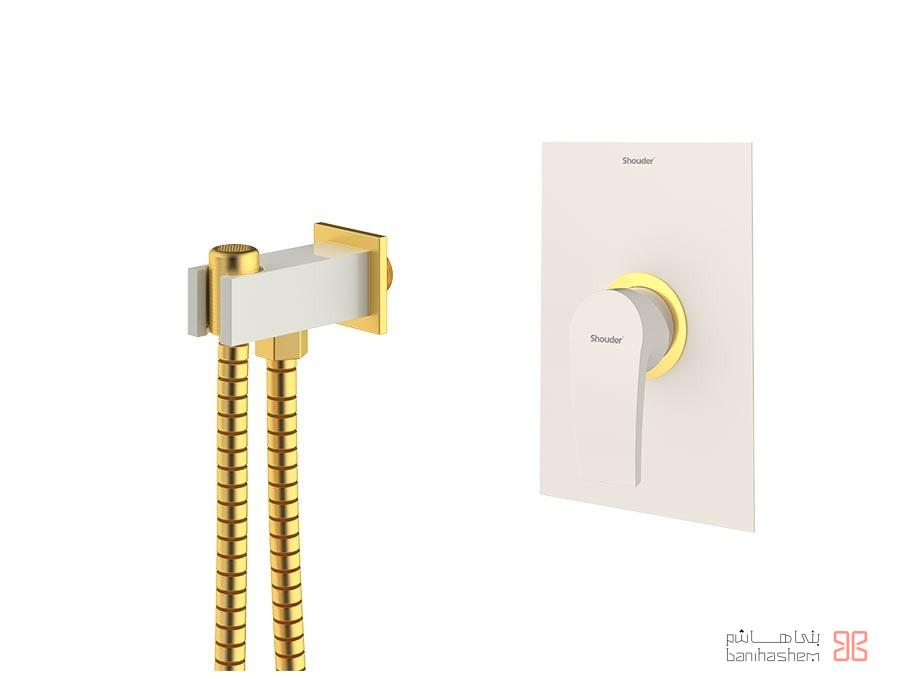 Shoder_Tokar_Toilet_RomerP_SHG شیر توالت توکار شودر مدل رومر پلاس شیری طلایی - Image 1