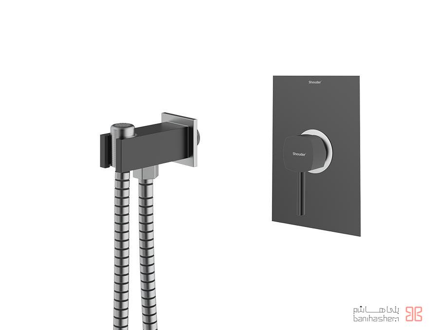 Shoder_Tokar_Toilet_Romer_BC شیر توالت توکار شودر مدل رومر مشکی کروم - Image 1