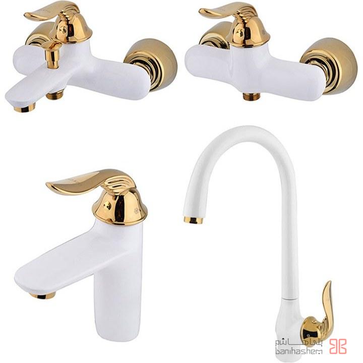 Kasra_4_Rayan_WG شیرآلات کسری مدل رایان سفید طلایی - Image 1