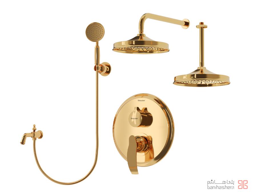 Shoder_Tokar_Beth4_Gloris_G شیر حمام توکار شودر مدل گلوریس تیپ 4 BRASS طلایی - Image 1