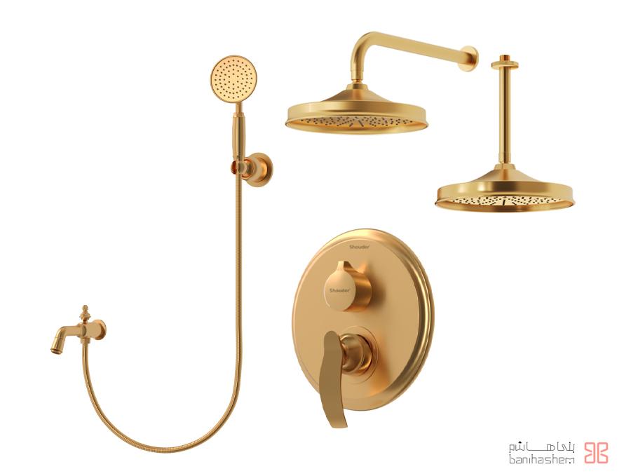 Shoder_Tokar_Beth4_Gloris_GM شیر حمام توکار شودر مدل گلوریس تیپ 4 BRASS طلایی مات - Image 1