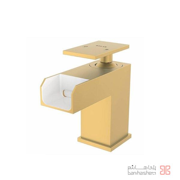 Kelar_Abshari_Flat_GM شیر روشویی آبشاری کلار مدل فلت طلایی مات - Image 1