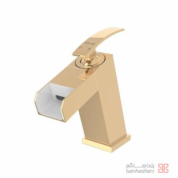 شیر روشویی آبشاری کلار مدل سوپر فلت طلایی