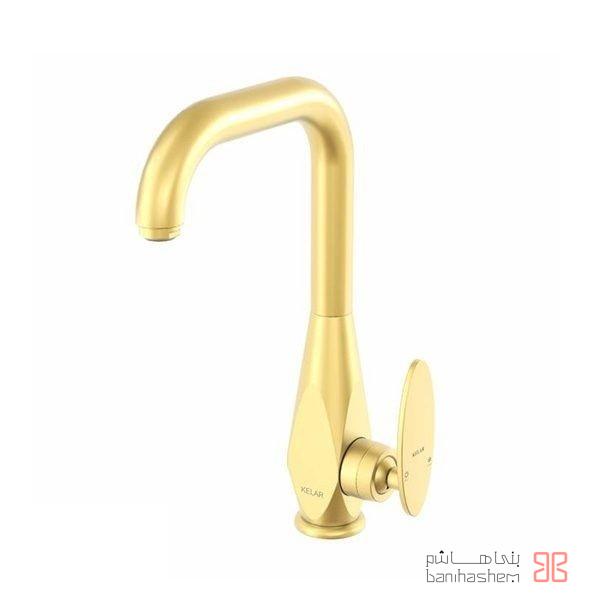 Kelar_RoAlam_Berelian_GM شیر روشویی علم دار کلار مدل برلیان طلایی مات - Image 1