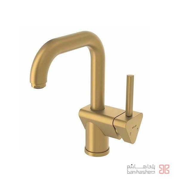 Kelar_RoAlam_Bermoda_GM شیر روشویی علم دار کلار مدل برمودا طلایی مات - Image 1