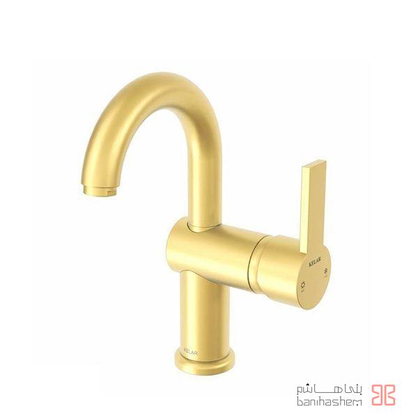 Kelar_RoAlam_NewArya_GM شیر روشویی علم دار کلار مدل نیو آریا طلایی مات - Image 1