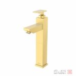شیر روشویی پایه بلند کلار مدل فلت سری 99 طلایی مات