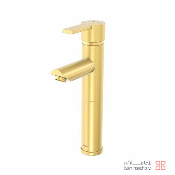 Kelar_RoB_NewArya_GM شیر روشویی پایه بلند کلار مدل نیو آریا طلایی مات - Image 1