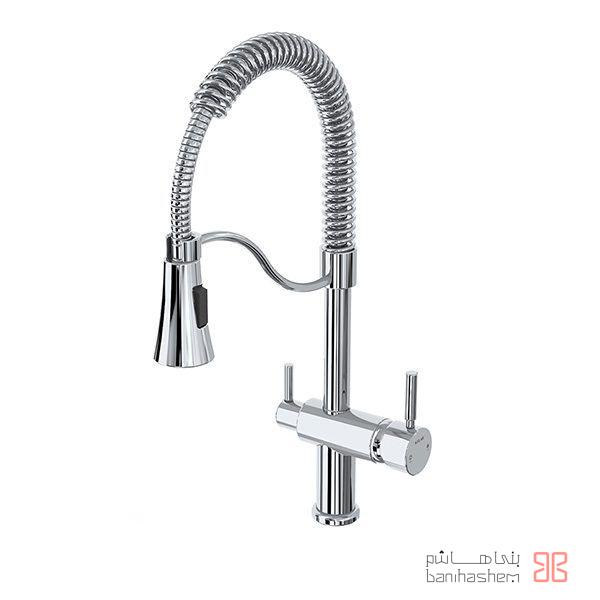 Kelar_ZarfJaz2_Abshar_C شیر ظرفشویی دوکاره جزیره کلار مدل آبشار کروم - Image 1