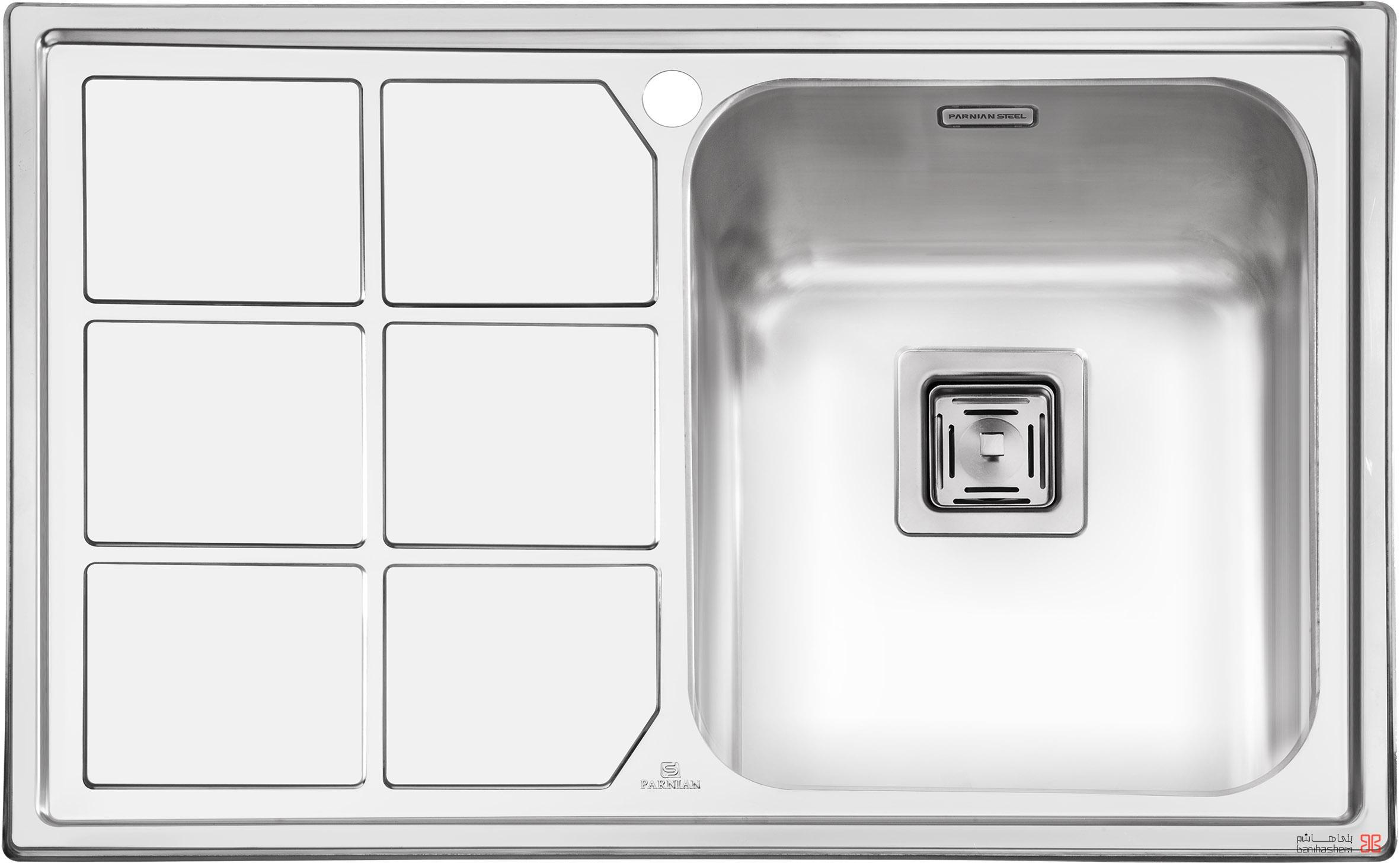 سینک ظرفشویی توکار پرنیان استیل مدل ۱۲۱۸