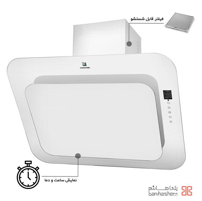 Parnian_Hod_1904W.jpg هود شیشهای پرنیان استیل مدل 1904W - Image 1